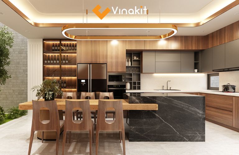 Mẫu tủ bếp dưới phong cách sang trọng