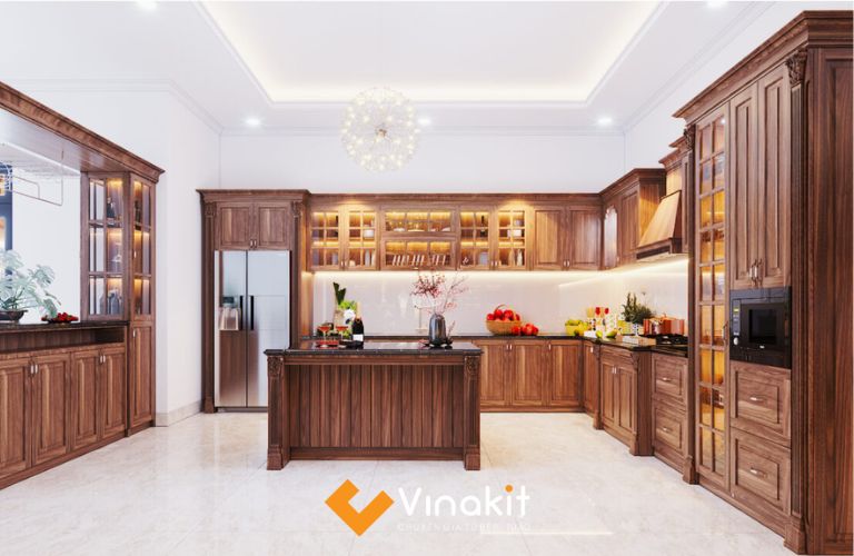 Tủ bếp dưới chất liệu gỗ hiện đại