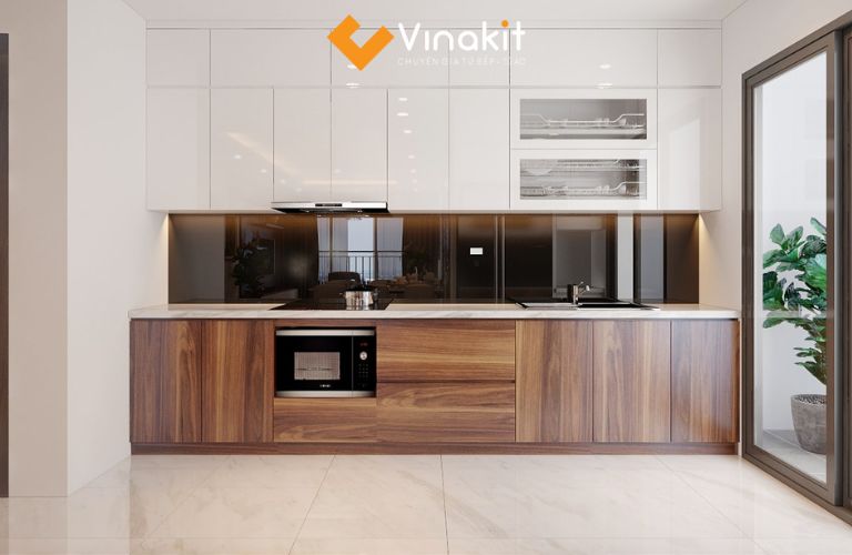 Tủ bếp nhôm giả gỗ cao cấp