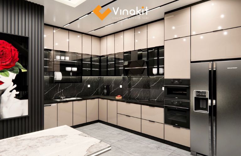 Tủ bếp nhôm kính