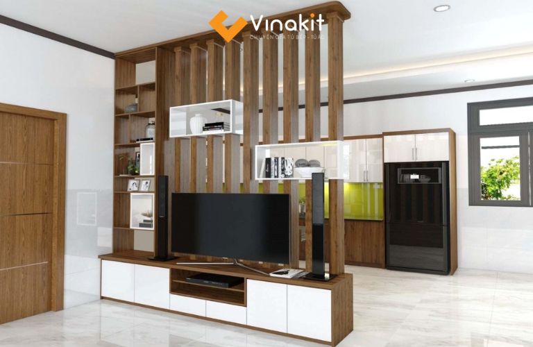 Vách ngăn gỗ tự nhiên hoặc gỗ công nghiệp