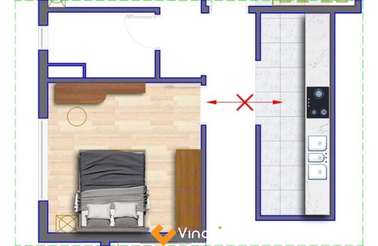 Kiêng kỵ đặt bếp đối diện phòng ngủ