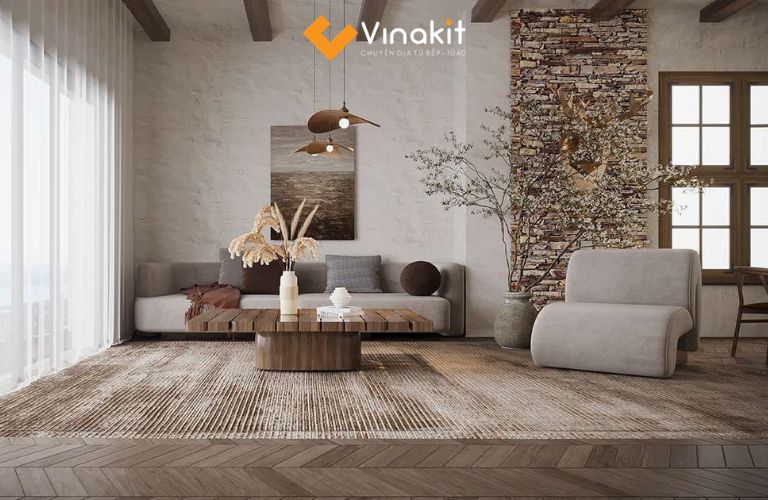 Phòng khách phong cách Rustic