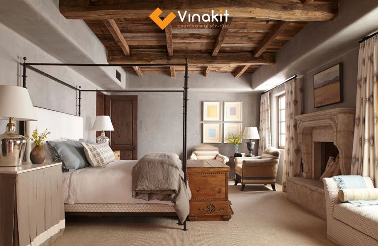 Phòng ngủ phong cách Rustic