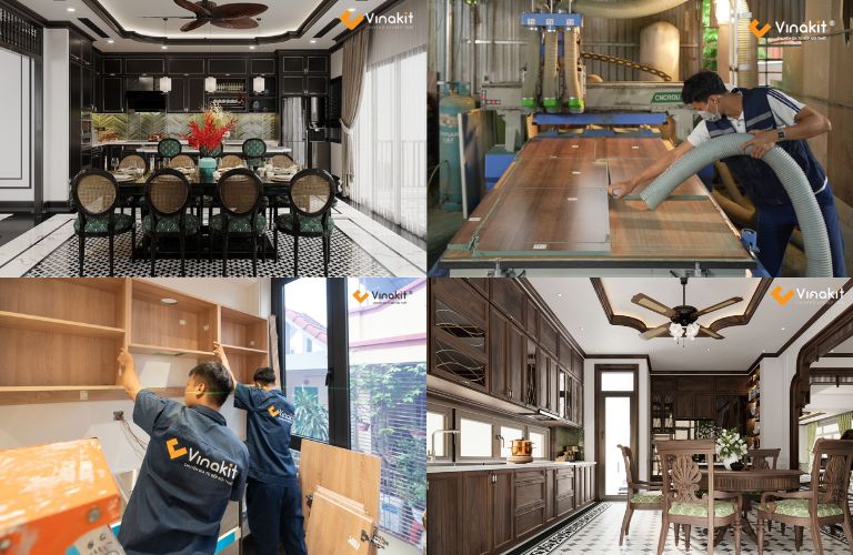 Vinakit thiết kế và thi công tủ bếp phong cách Indochine