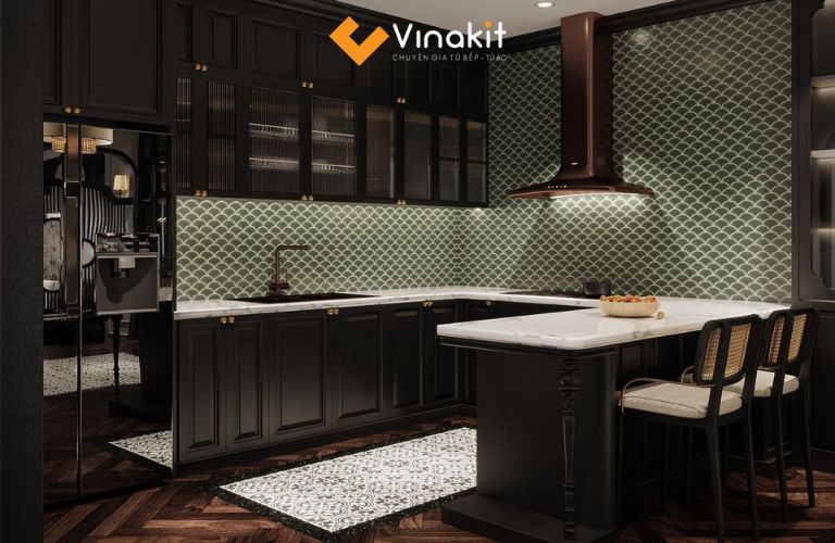 Phong cách Indochine làm tăng sự sang trọng cho không gian bếp