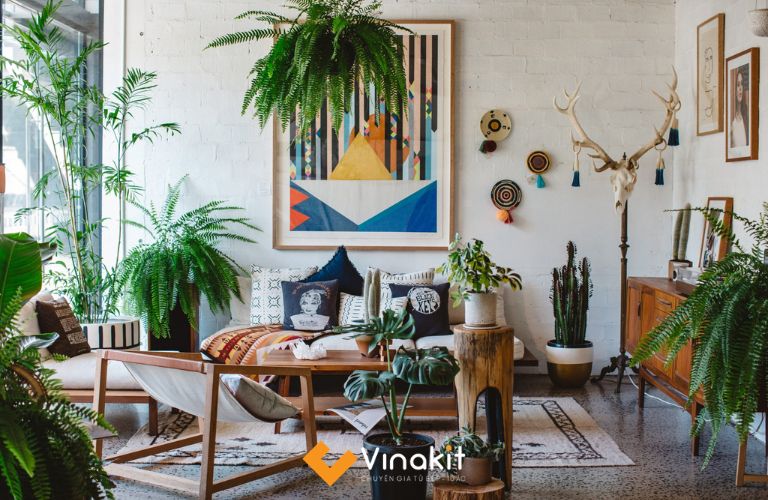 Phòng khách phong cách Bohemian