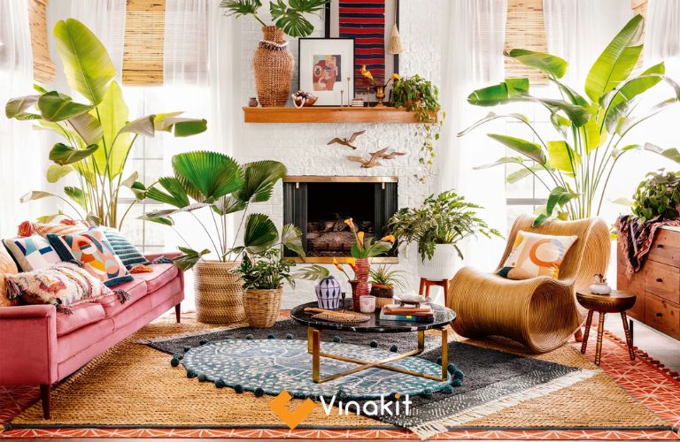 Phòng khách phong cách Bohemian