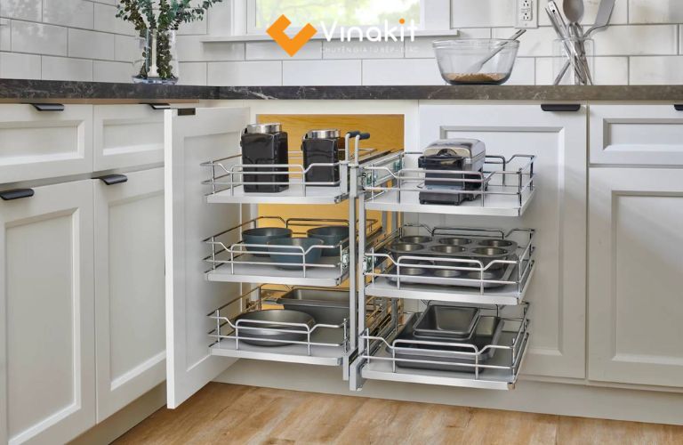 Phụ kiện tủ bếp cao cấp được thiết kế với tiêu chuẩn cao