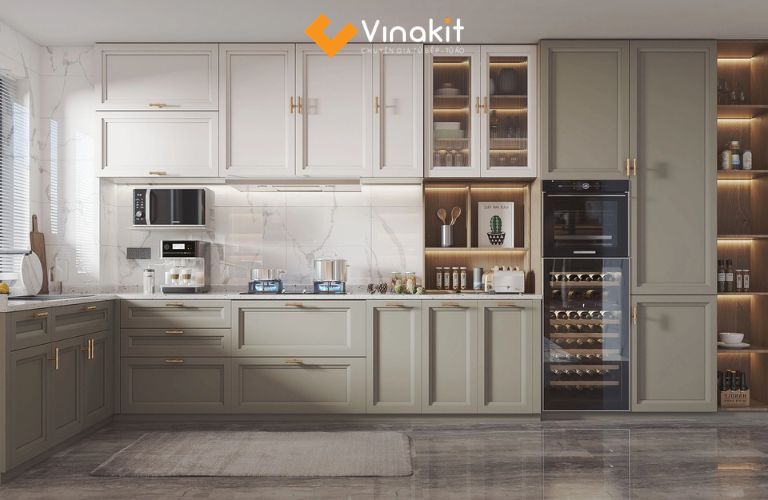 Tủ bếp gỗ công nghiệp