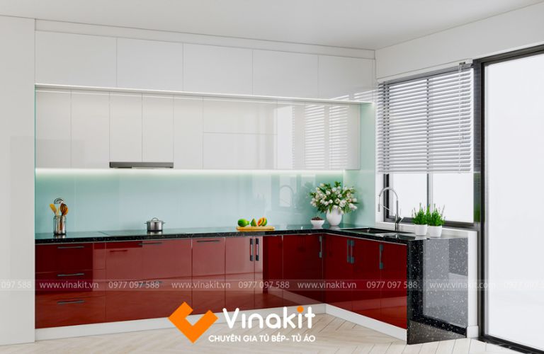 Tủ bếp nhựa cánh Acrylic AC03
