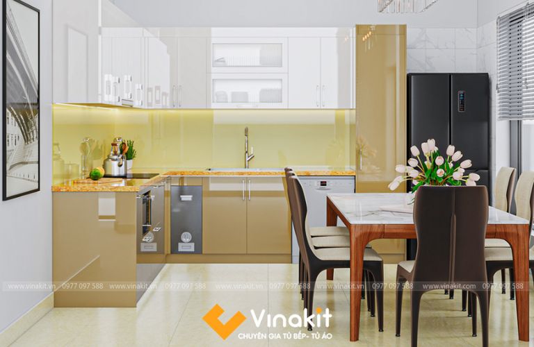 Tủ bếp nhựa cánh Acrylic AC04