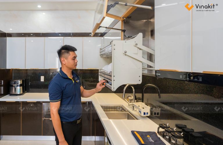 Tủ bếp Acrylic thùng inox 304 hệ Module CNC Vinakit