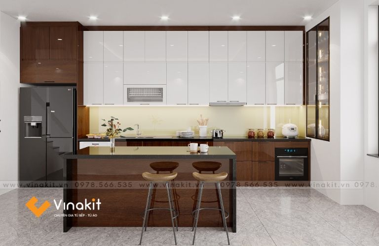 Mẫu tủ bếp Inox cánh Acrylic hệ modul rời CNC IN31