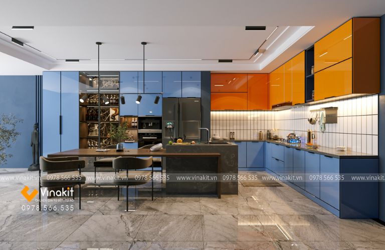 Tủ bếp inox cánh kính