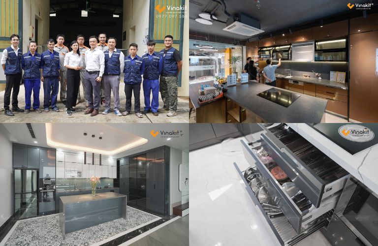 Vinakit thiết kế & thi công tủ bếp inox cánh kính chất lượng tại Thanh Hoá