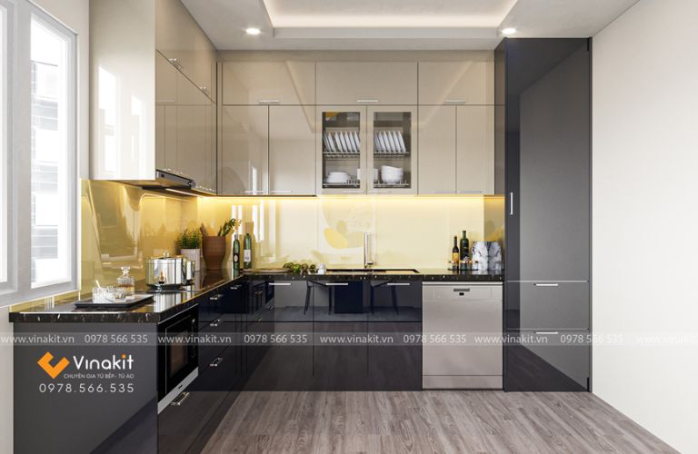 Tủ bếp nhựa cánh Acrylic AC10