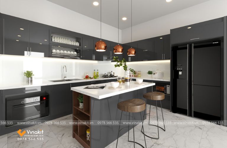 Tủ bếp nhựa cánh Acrylic AC08