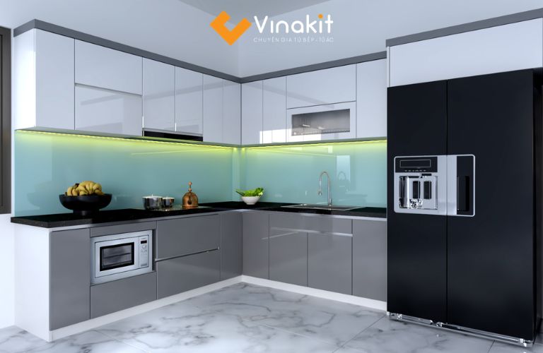 Tủ bếp nhựa Acrylic (bóng gương)