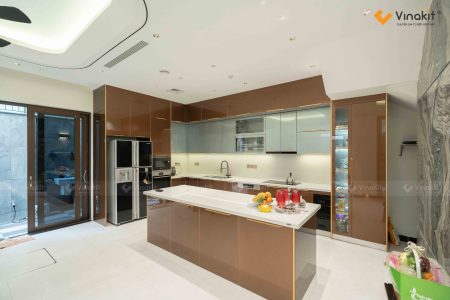 Hoàn thiện dự án tủ bếp inox cánh kính nhà anh Sử tại Hải Dương