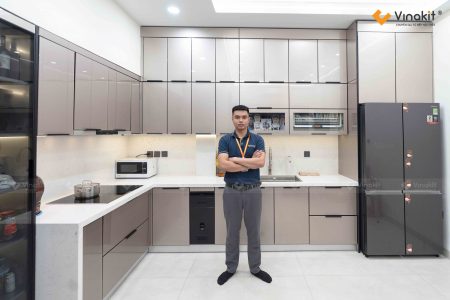 hoàn thiện công trình tủ bếp inox hải dương sang trọng nhà chị phượng