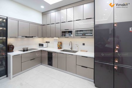 hoàn thiện công trình tủ bếp inox hải dương sang trọng nhà chị phượng