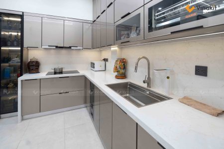 hoàn thiện công trình tủ bếp inox hải dương sang trọng nhà chị phượng