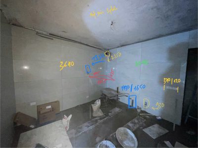 Hiện trạng không gian bếp trước khi thi công tủ bếp Inox cánh kính tại nhà chị Tuyết, Thịnh Hào.