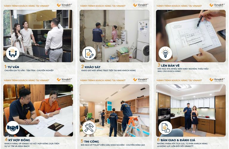 Quy trình thiết kế và thi công tủ bếp nhựa của Vinakit