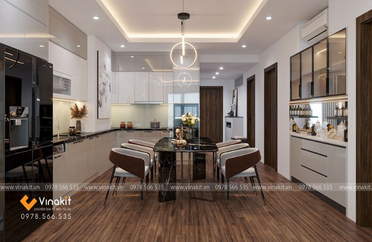 Tủ bếp nhựa cánh Acrylic AC07