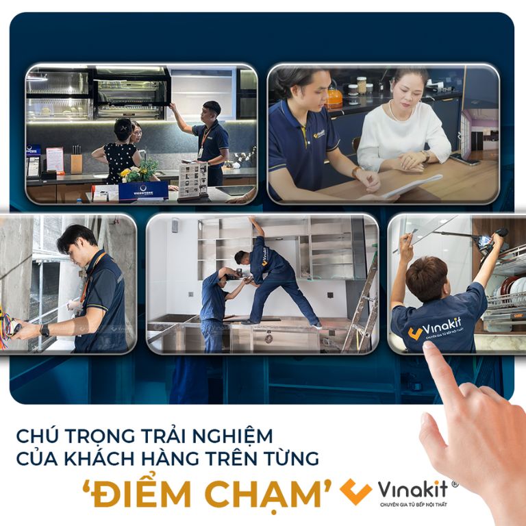 Vinakit - Đơn vị thiết kế & thi công tủ bếp inox cánh kính uy tín ở Nghệ An