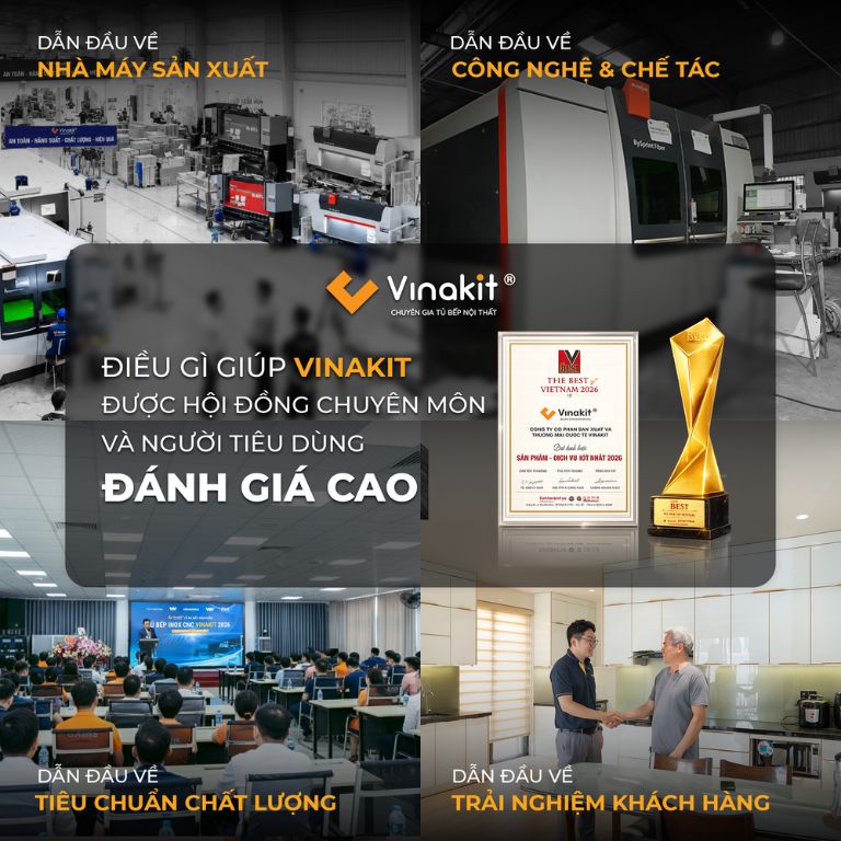 Vinakit - Đơn vị thi công tủ bếp nhôm kính uy tín hàng đầu