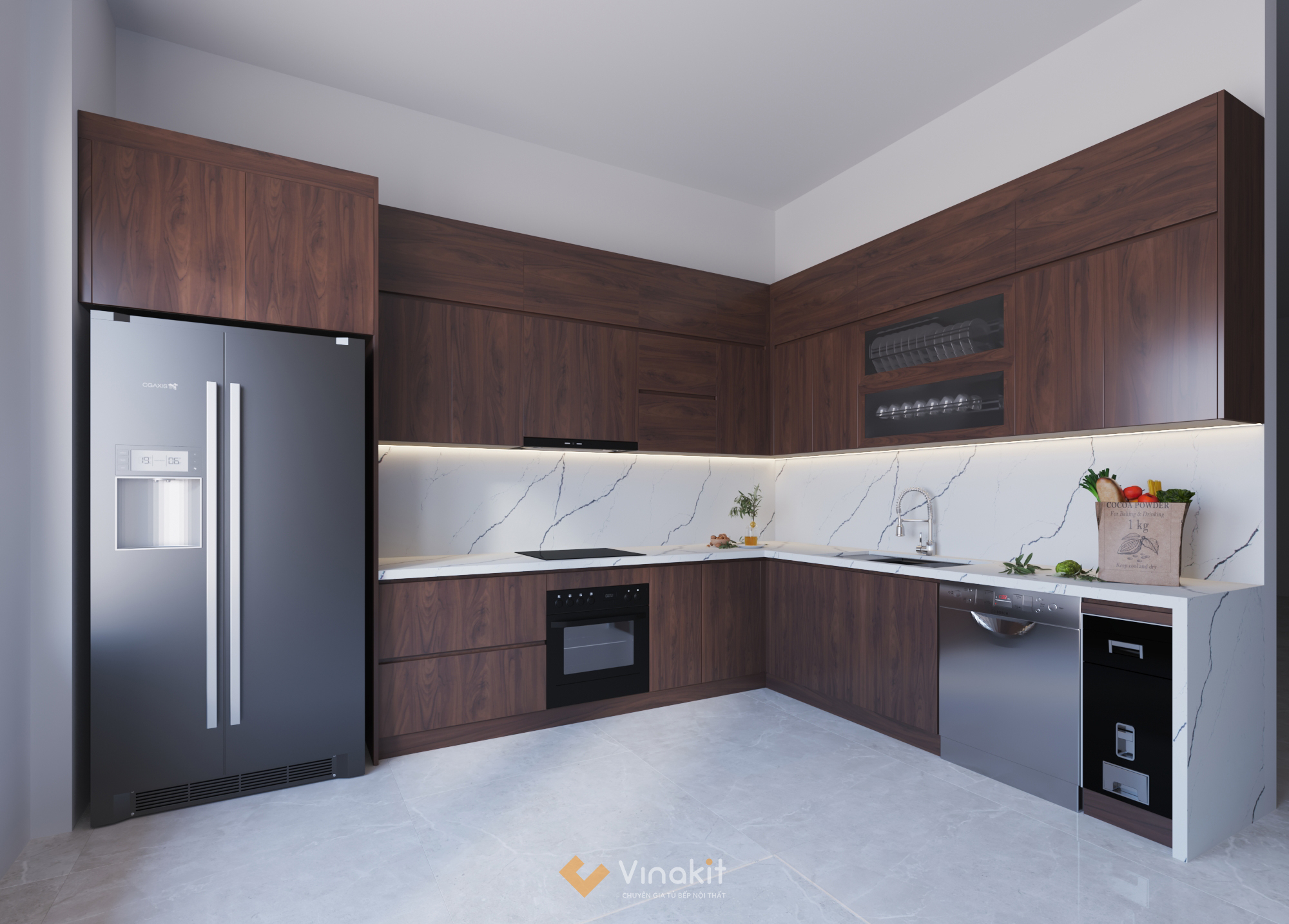 Tủ bếp gỗ công nghiệp Melamine ME19