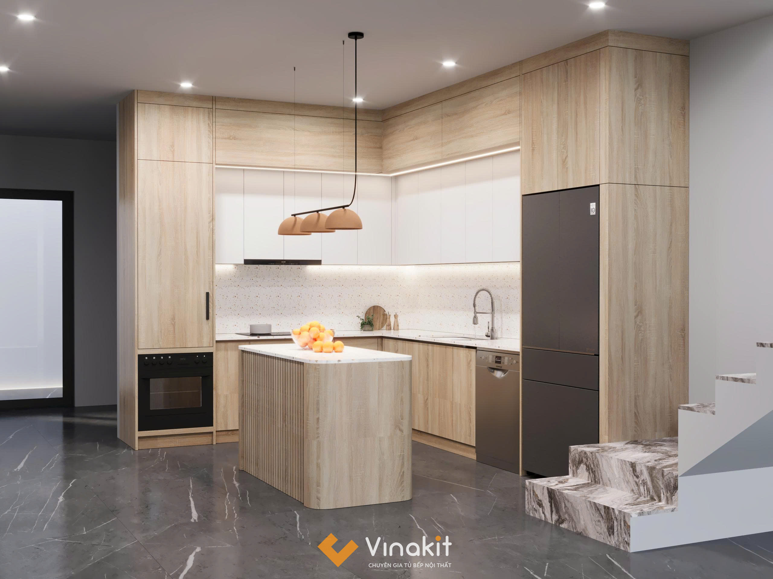 Tủ bếp gỗ công nghiệp Melamine ME18