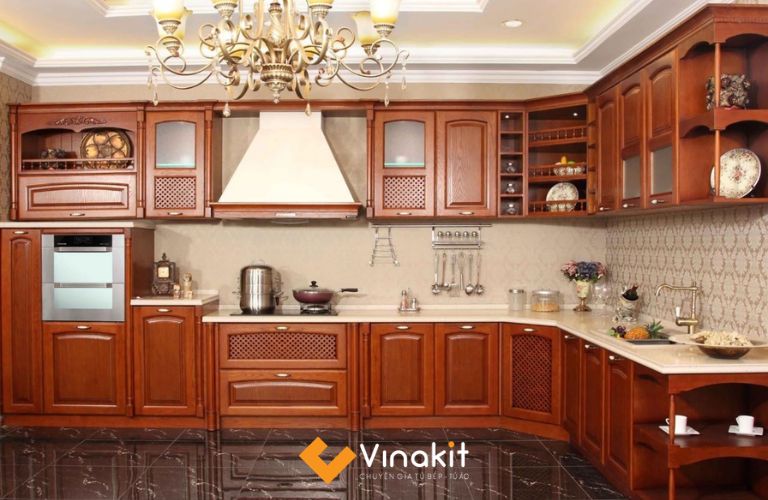 Tủ bếp gỗ gõ đỏ Lào