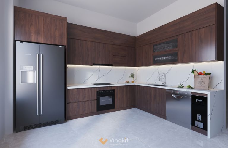 Tủ bếp gỗ công nghiệp