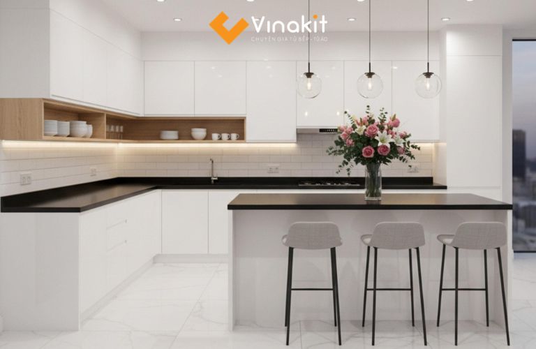 Tủ bếp đóng sẵn kèm mặt đá