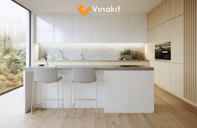 Tủ bếp đóng sẵn phong cách tối giản