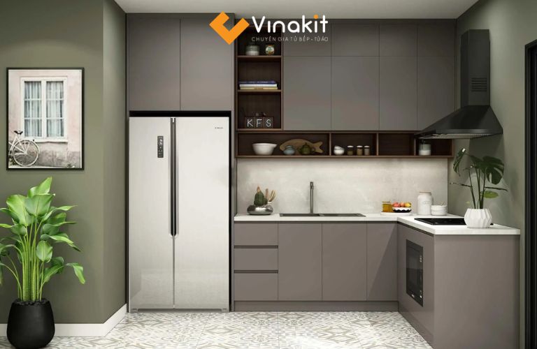 Tủ bếp chữ L tối ưu góc bếp