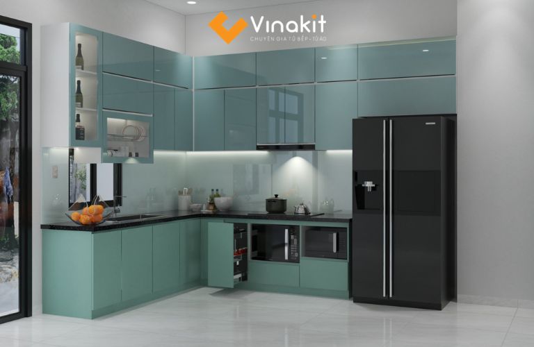 Tủ bếp Acrylic bóng gương