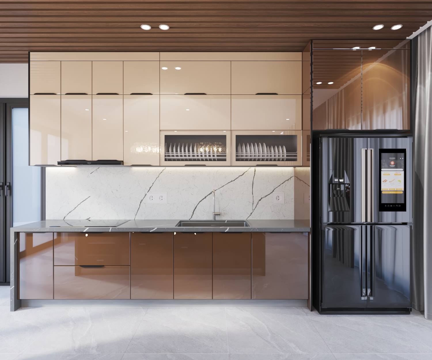 Tủ bếp inox chữ I tối ưu diện tích