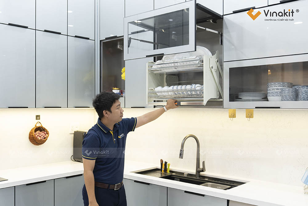 Tủ bếp Inox Cánh kính cường lực – Chị Hạnh, An Phú Đông