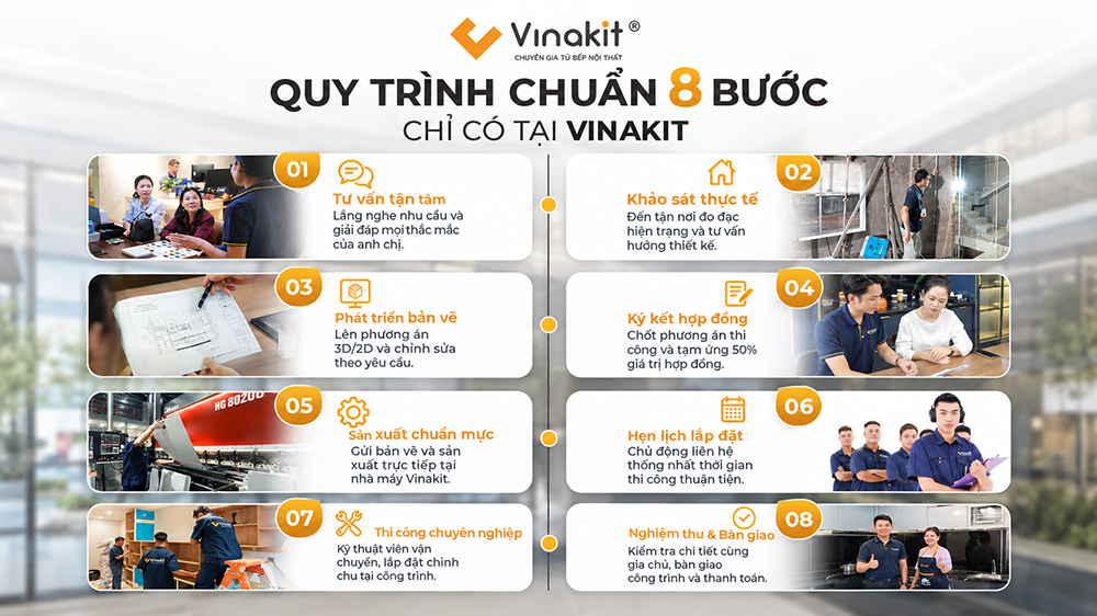 Tủ bếp inox cánh kính Vinakit
