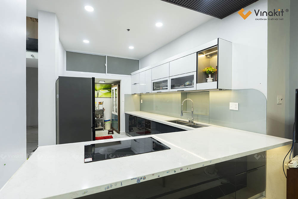 Tủ bếp inox Cánh kính nhà chú Hồng - Quận 8
