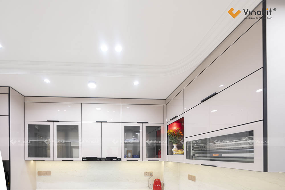 Tủ bếp inox cánh kính nhà cô Huyền - An Khánh - TP.HCM